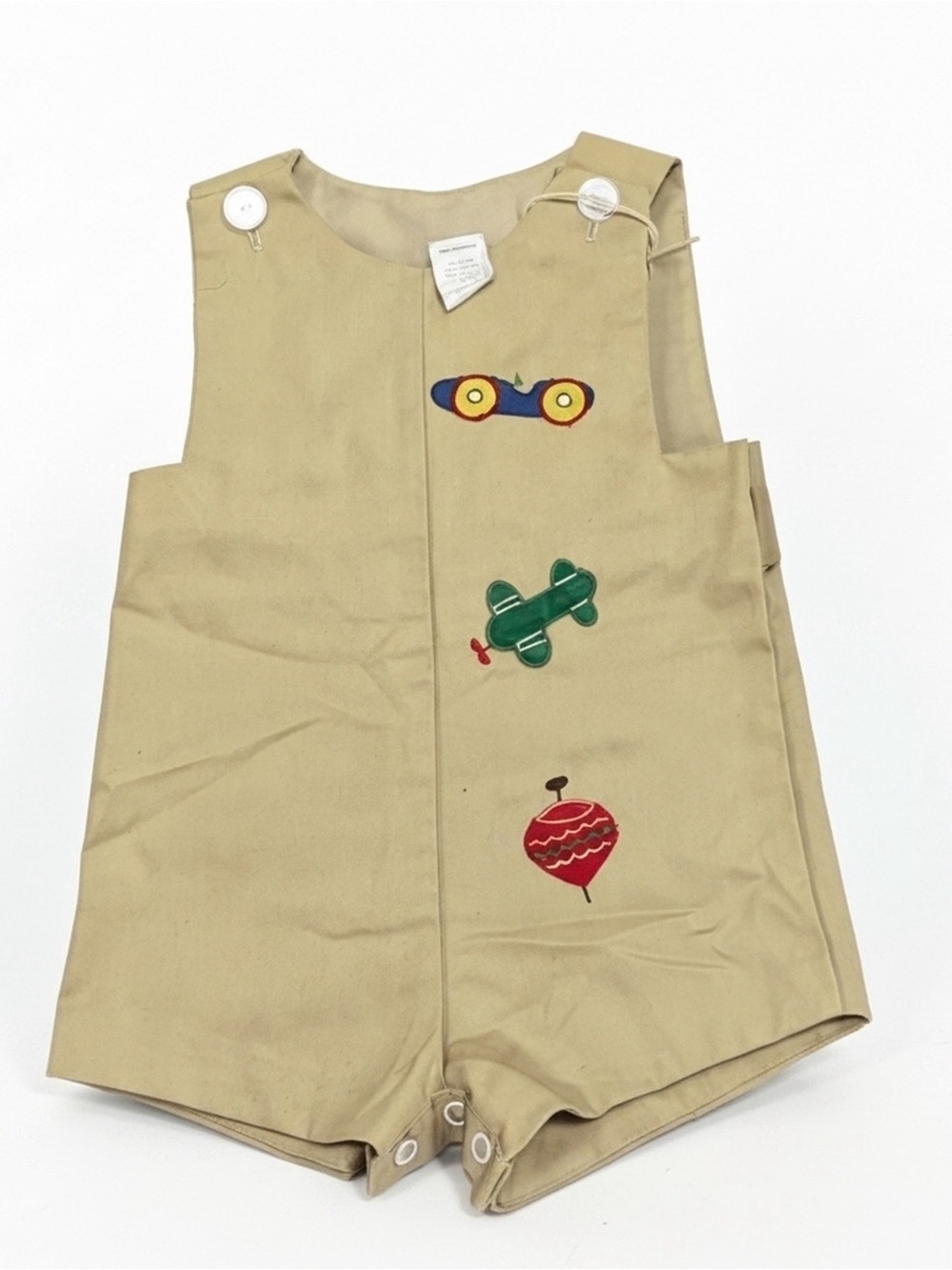 Sleeveless Tan Short Romper with Buttoned Side Tabs